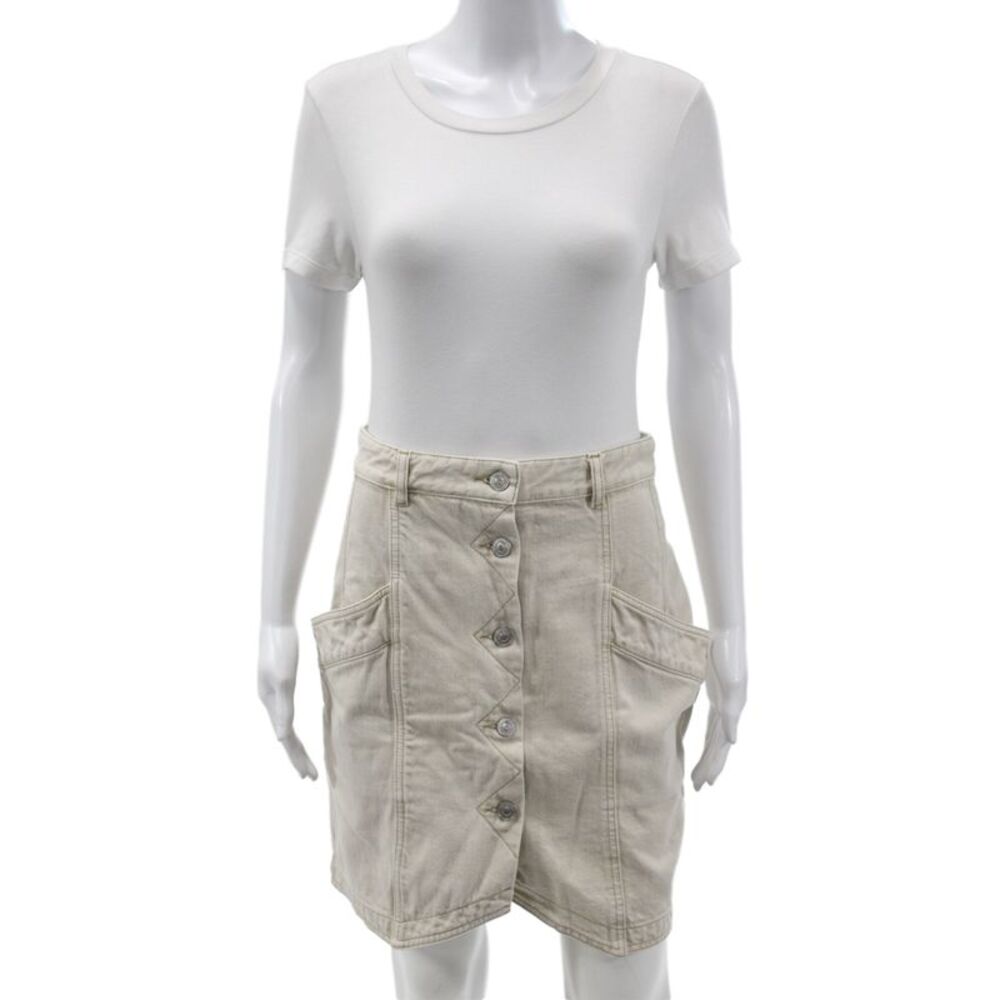 Marant Etoile Women Mini Cotton Button Beige Skirt Size 38